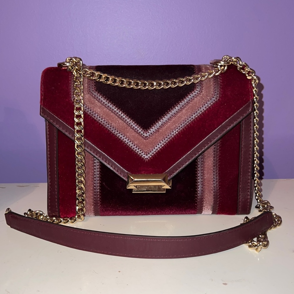 Burgundy velvet small handbag